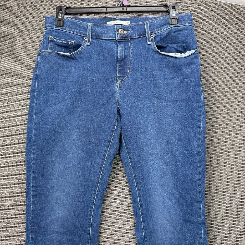 Levis Womens W32 L32 Blue Curvy Bootcut Mid-Rise Denim Jeans Stretch - Picture 12 of 13